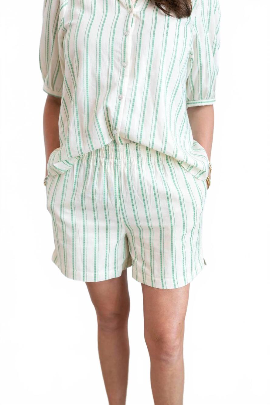 NEW ICHI jovil stripe shorts in green